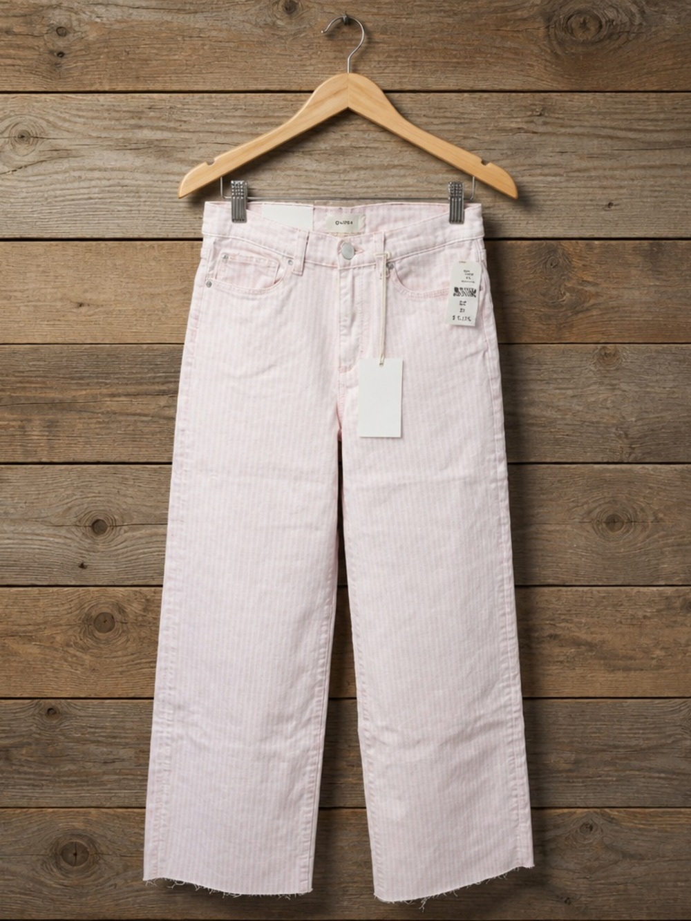 NWT DL1961 Teen Girls Pink White Stripe Lily Wide Leg Denim Pants Jeans Size 16